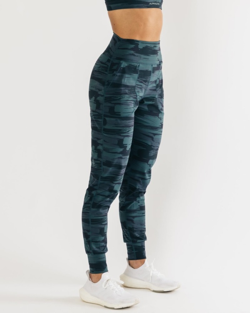 Alphalete Surface Expanse Joggingbroeken Dames Blauw Camo | 09FPQUTJW