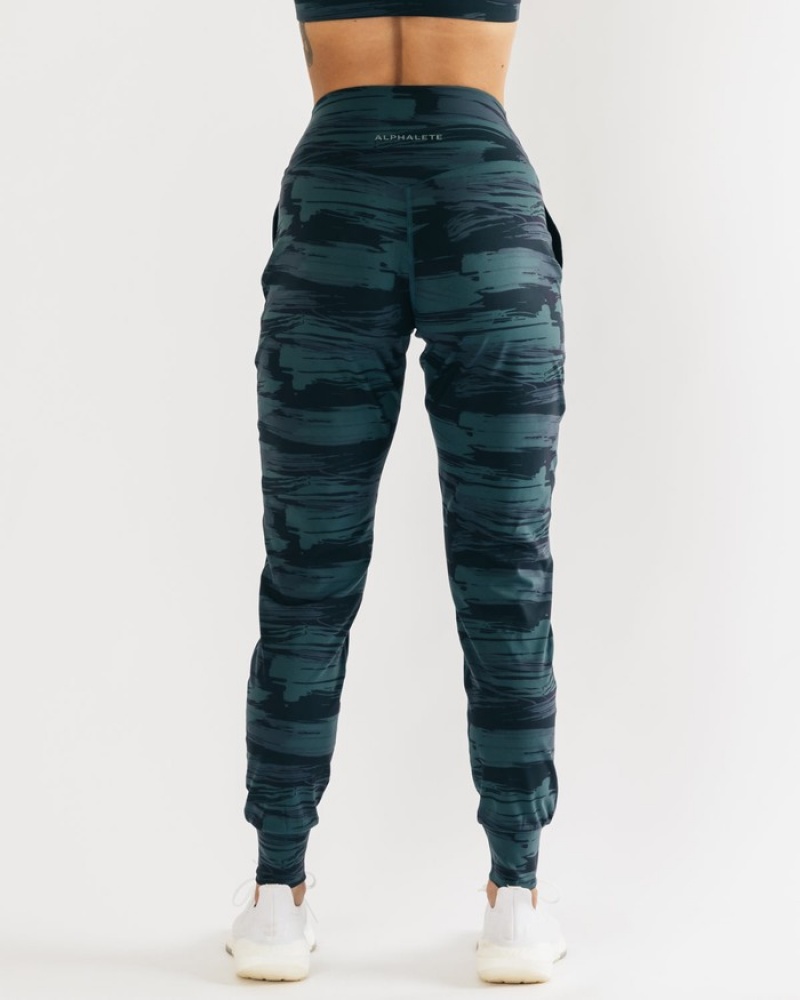 Alphalete Surface Expanse Joggingbroeken Dames Blauw Camo | 09FPQUTJW