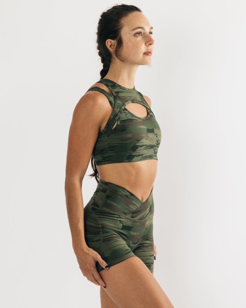 Alphalete Surface Keyhole BH Dames Olijfgroen Camo | 85HROMXIV