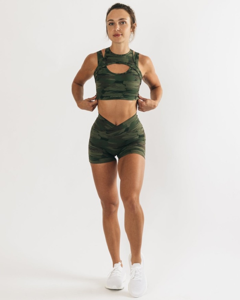 Alphalete Surface Keyhole BH Dames Olijfgroen Camo | 85HROMXIV