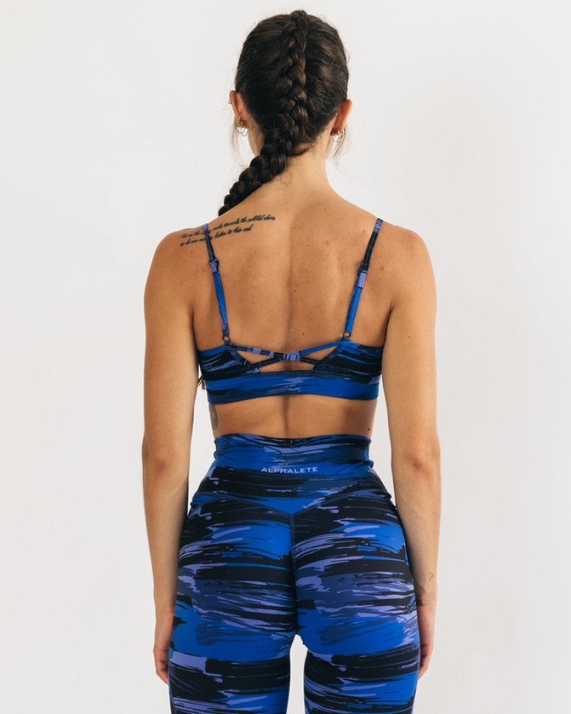 Alphalete Surface Limitless BH Dames Blauw Camo | 38BWITZJC