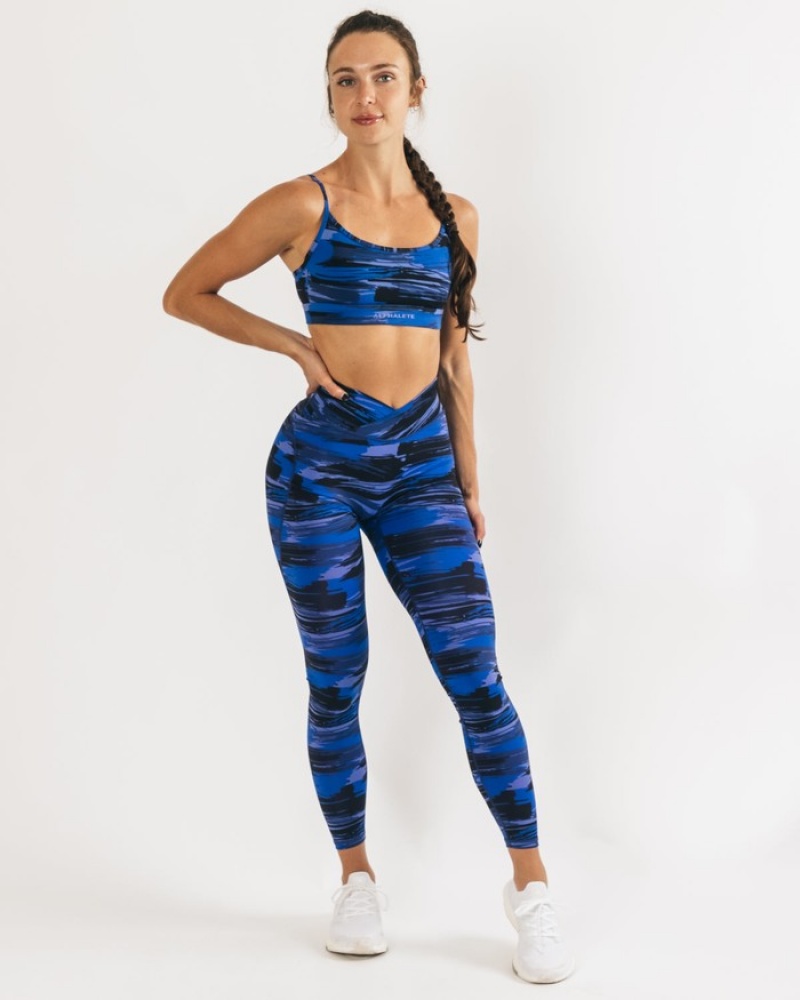 Alphalete Surface Limitless BH Dames Blauw Camo | 38BWITZJC