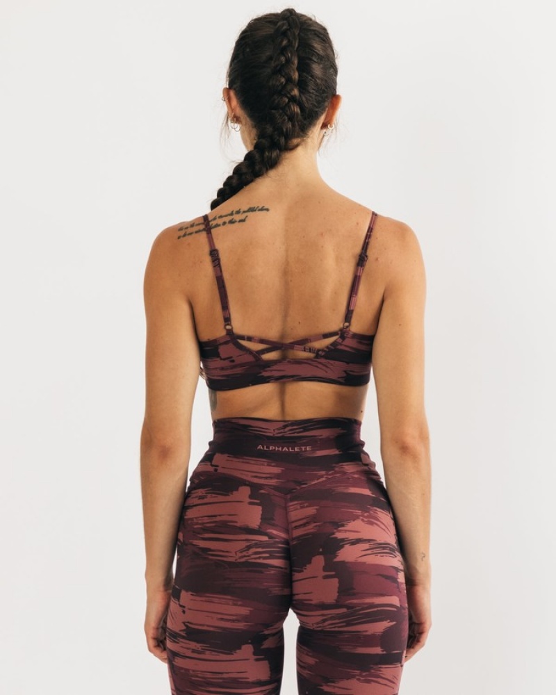 Alphalete Surface Limitless BH Dames Bordeaux Camo | 07QMSLWZG