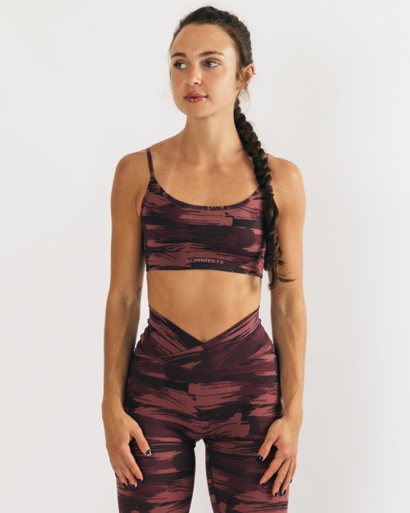 Alphalete Surface Limitless BH Dames Bordeaux Camo | 07QMSLWZG