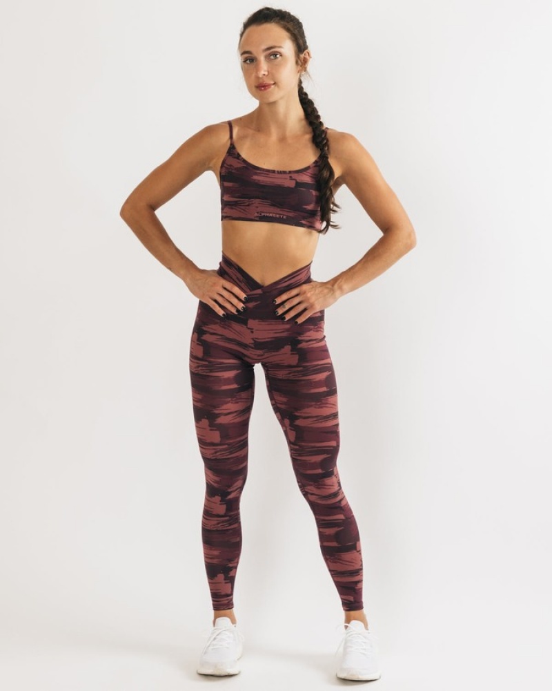 Alphalete Surface Limitless BH Dames Bordeaux Camo | 07QMSLWZG