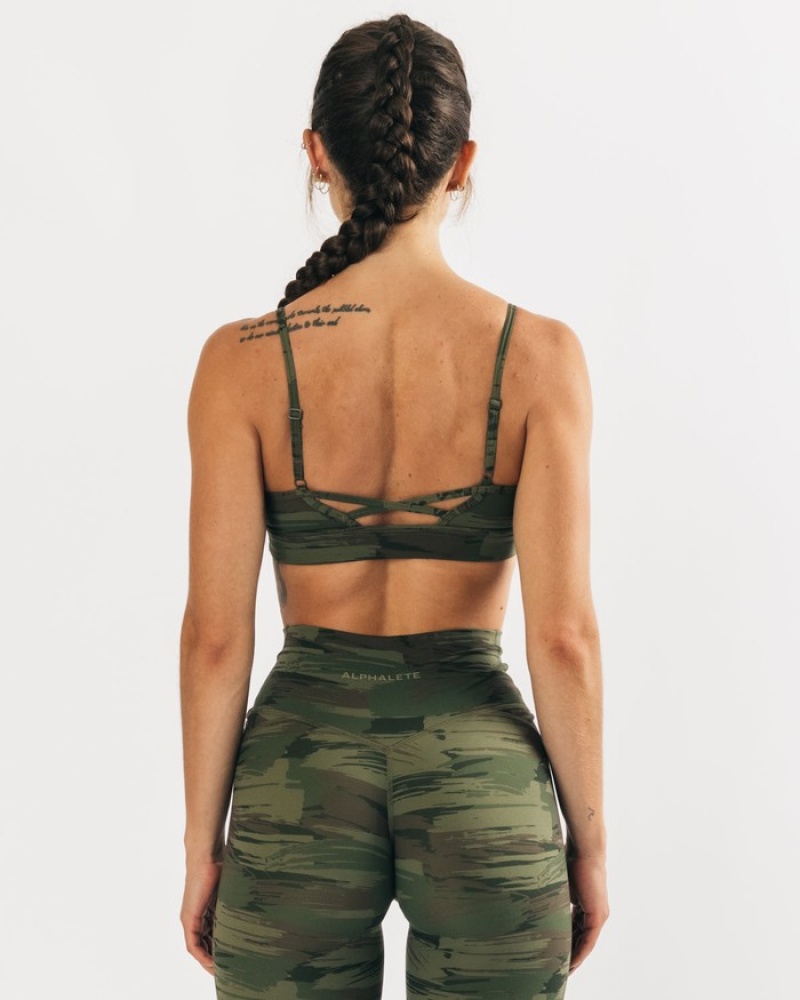 Alphalete Surface Limitless BH Dames Olijfgroen Camo | 61GHOXNYP