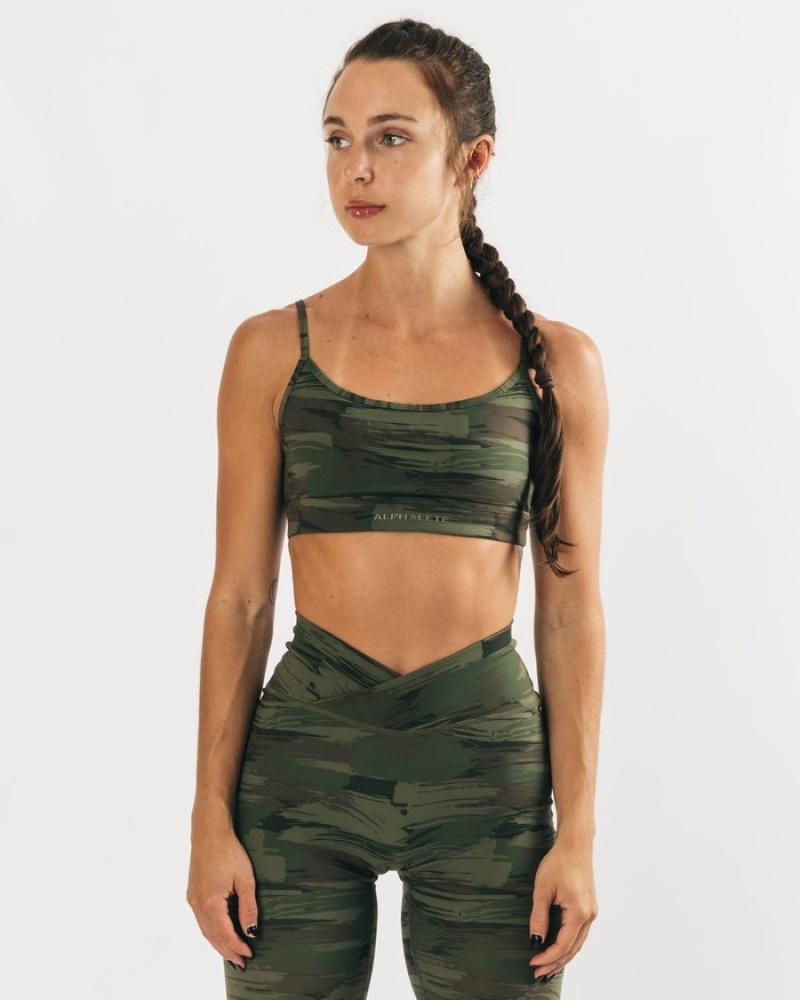 Alphalete Surface Limitless BH Dames Olijfgroen Camo | 61GHOXNYP