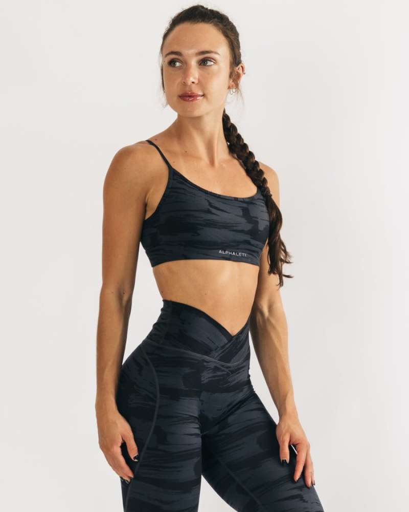 Alphalete Surface Limitless BH Dames Zwart Camo | 24ZEGRWOT