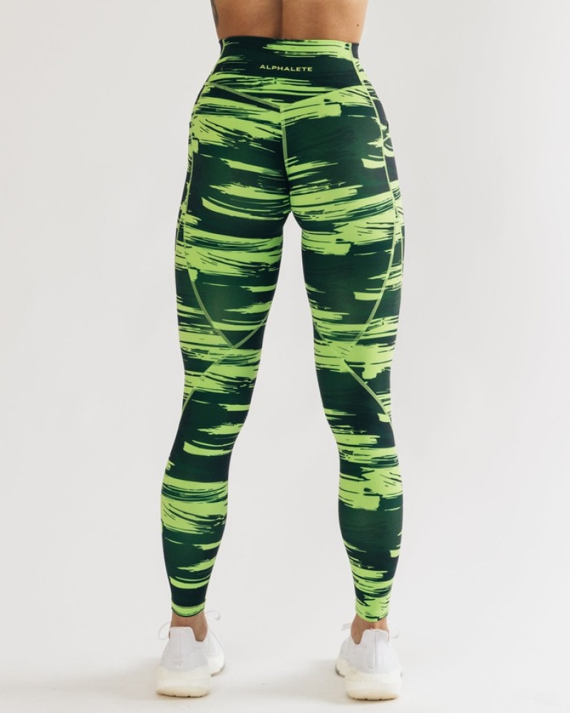 Alphalete Surface Pocket Leggings Dames Camo | 78WBTXHJQ