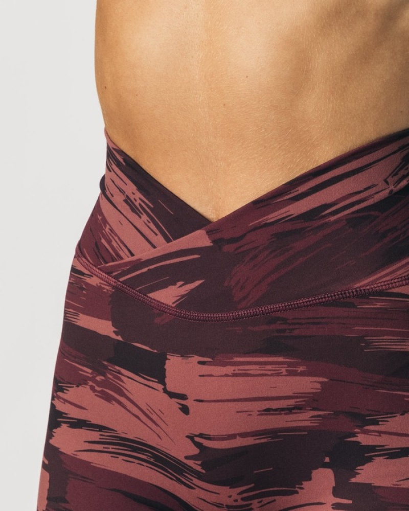 Alphalete Surface Power Leggings Dames Bordeaux Camo | 45QCDWOBY