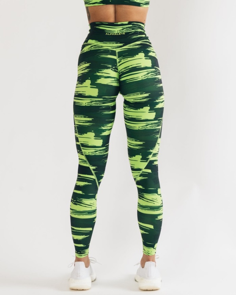 Alphalete Surface Power Leggings Dames Camo | 41HEBINDS