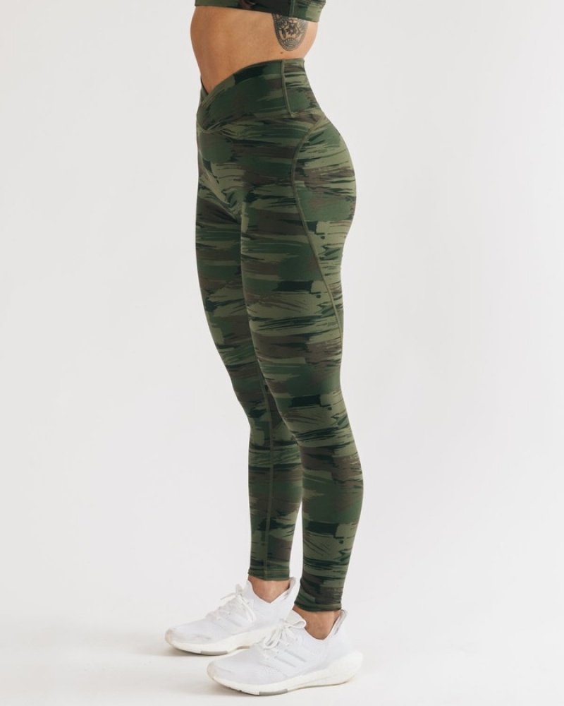 Alphalete Surface Power Leggings Dames Olijfgroen Camo | 84XZGFQBO