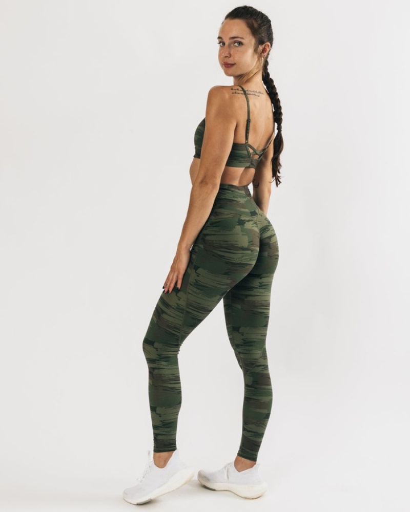 Alphalete Surface Power Leggings Dames Olijfgroen Camo | 84XZGFQBO