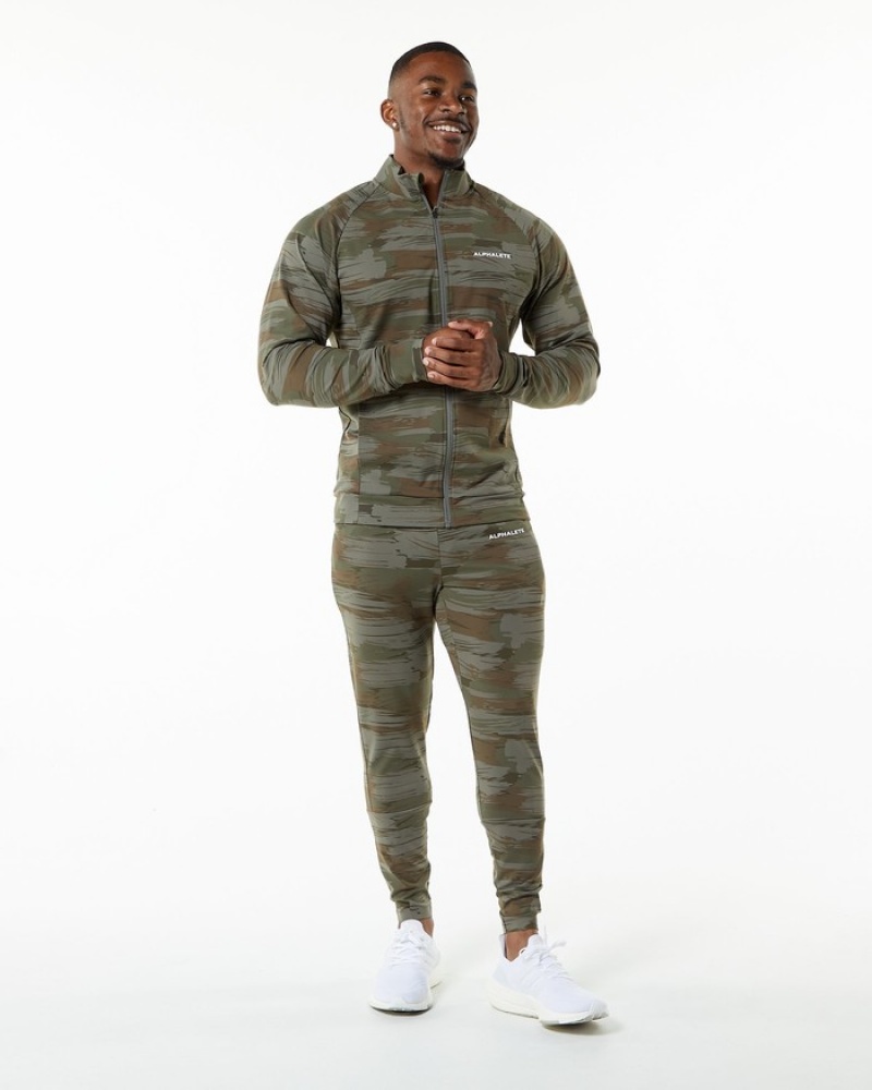 Alphalete Trace Jassen Heren Olijfgroen Camo | 21EKZNSLV