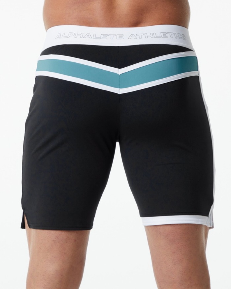 Alphalete Trident Wedstrijd Boardshorts Heren Zwart | 71HMJTNIK