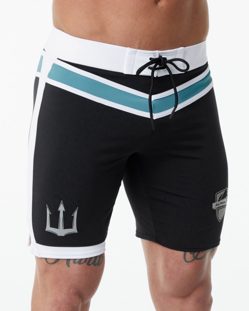 Alphalete Trident Wedstrijd Boardshorts Heren Zwart | 71HMJTNIK