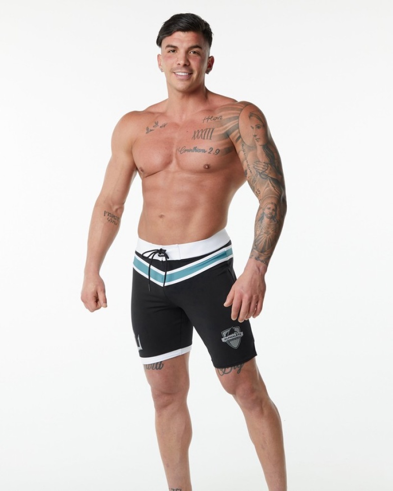 Alphalete Trident Wedstrijd Boardshorts Heren Zwart | 71HMJTNIK