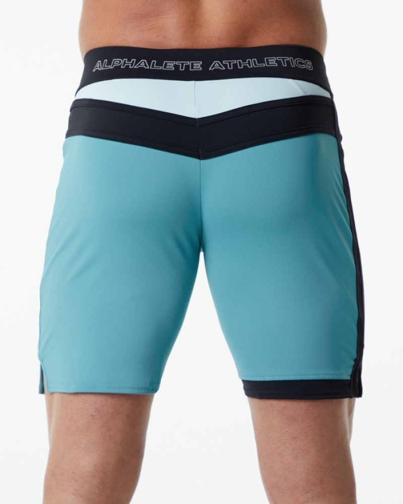 Alphalete Trident Wedstrijd Boardshorts Heren Turquoise | 19OFRGQKM