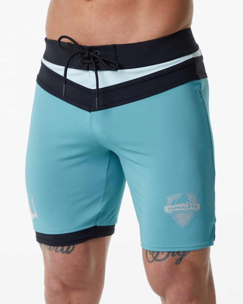 Alphalete Trident Wedstrijd Boardshorts Heren Turquoise | 19OFRGQKM