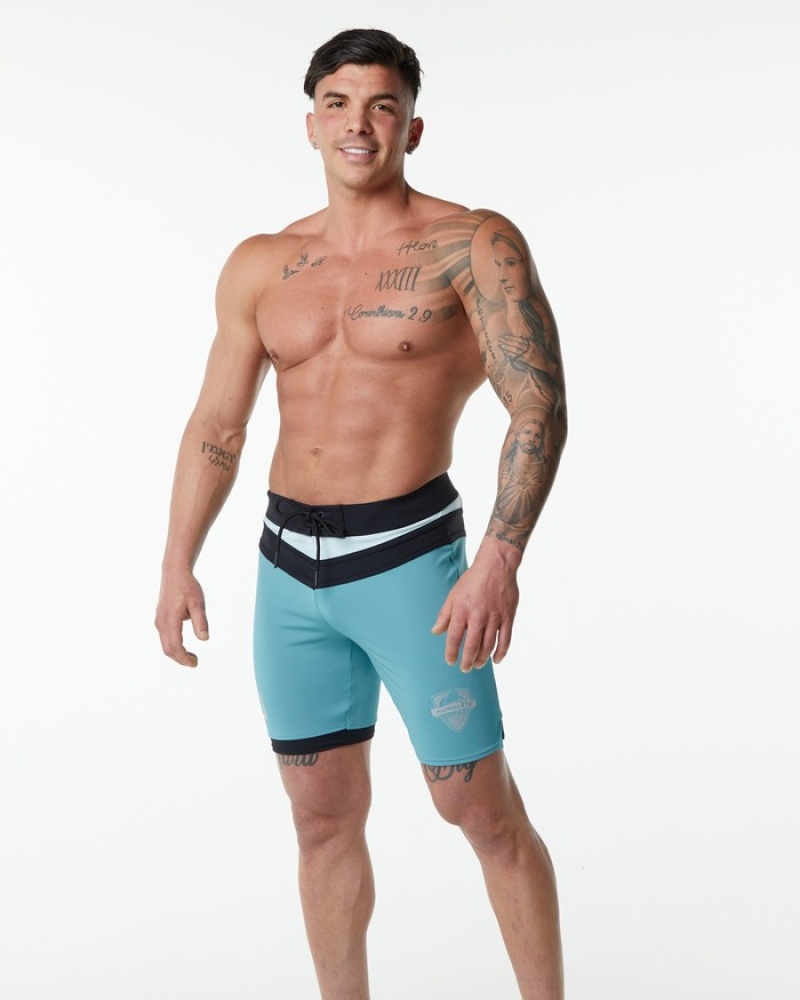 Alphalete Trident Wedstrijd Boardshorts Heren Turquoise | 19OFRGQKM