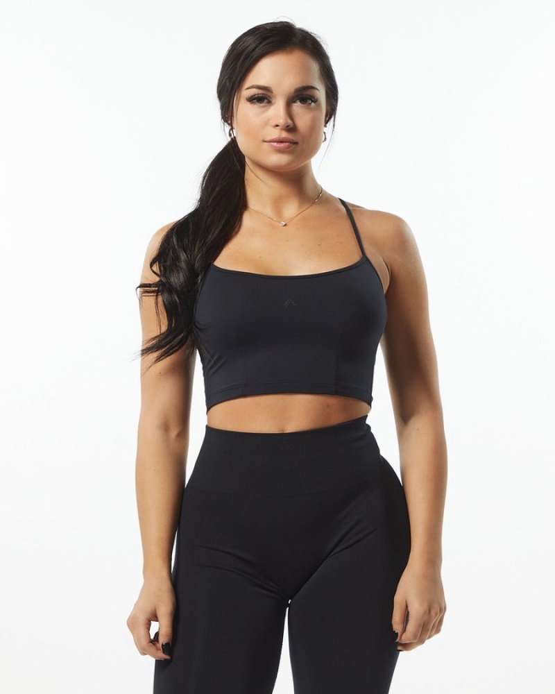 Alphalete Ultrasoft Camisole Tanktop Dames Zwart | 09BDRQAVN