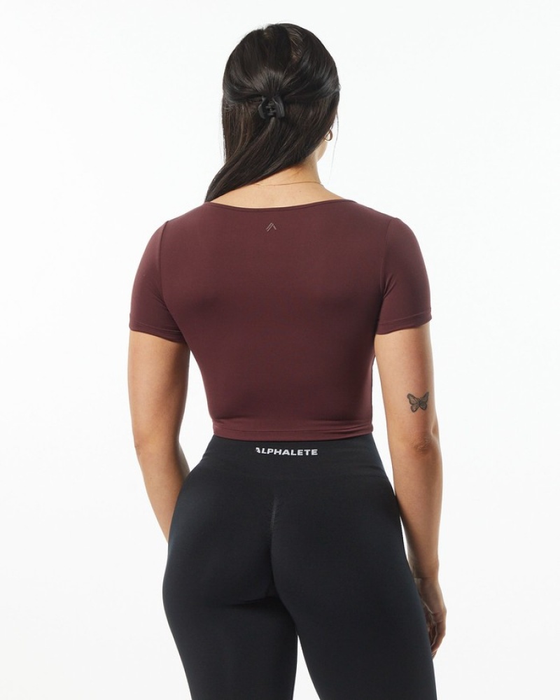 Alphalete Ultrasoft Pinnacle Overhemd Dames Bordeaux | 60GZYKIVB