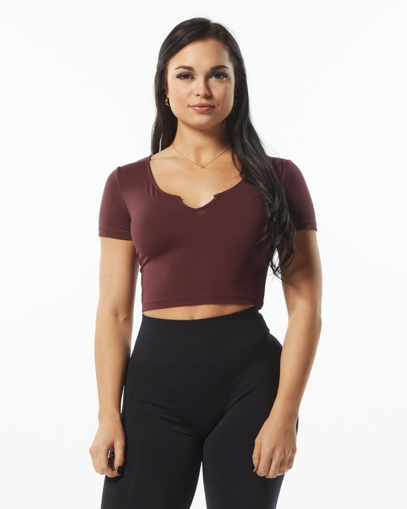 Alphalete Ultrasoft Pinnacle Overhemd Dames Bordeaux | 60GZYKIVB