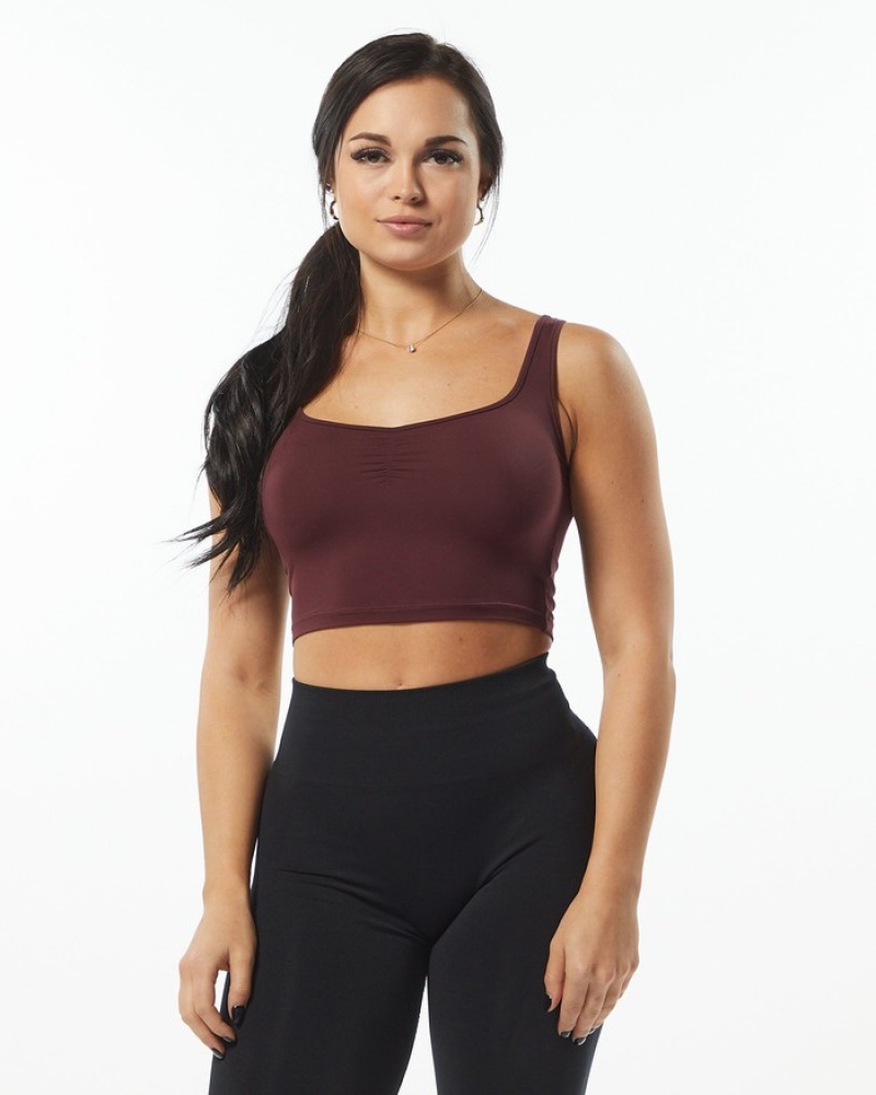 Alphalete Ultrasoft Square Neck Tanktop Dames Bordeaux | 73RIAMUTW