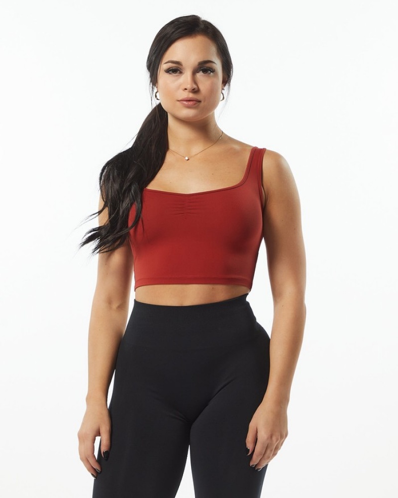 Alphalete Ultrasoft Square Neck Tanktop Dames Roze | 65FLDXGZM