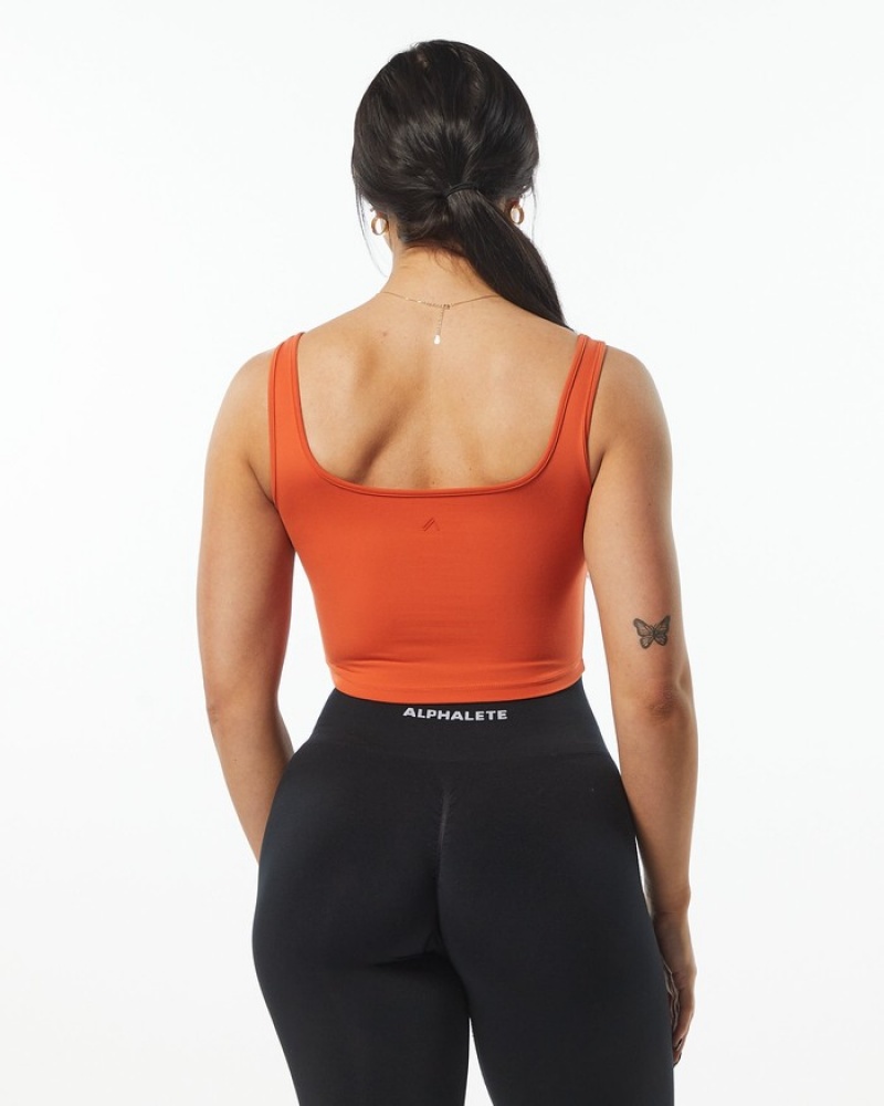 Alphalete Ultrasoft Square Neck Tanktop Dames Oranje | 29MXNROLW