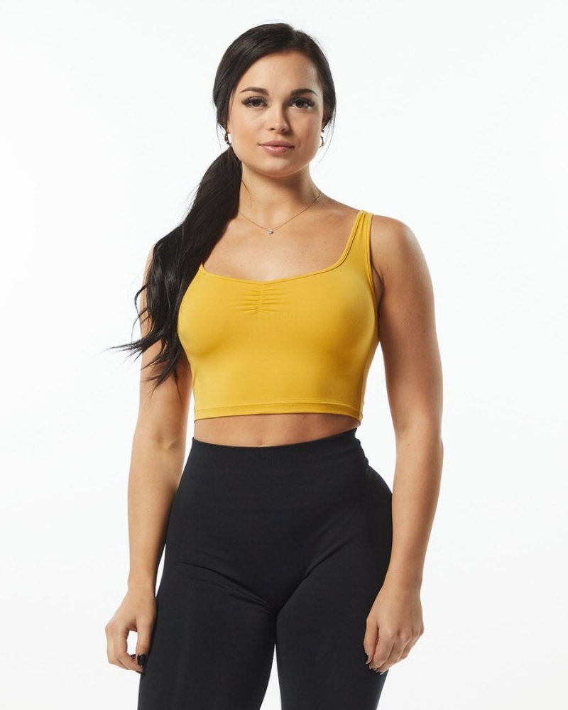 Alphalete Ultrasoft Square Neck Tanktop Dames Geel | 68JAUTHMO