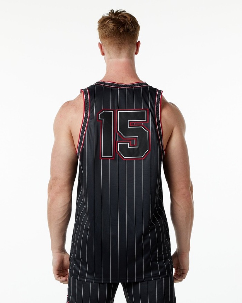 Alphalete Varsity Basketball Jersey Tanktop Heren Zwart | 35YDELHGK