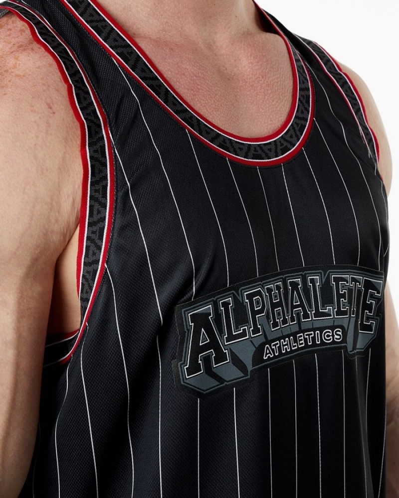 Alphalete Varsity Basketball Jersey Tanktop Heren Zwart | 35YDELHGK