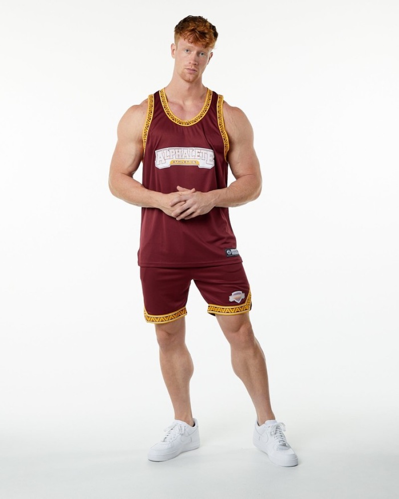 Alphalete Varsity Basketball Jersey Tanktop Heren Rood | 09OYMNLJT