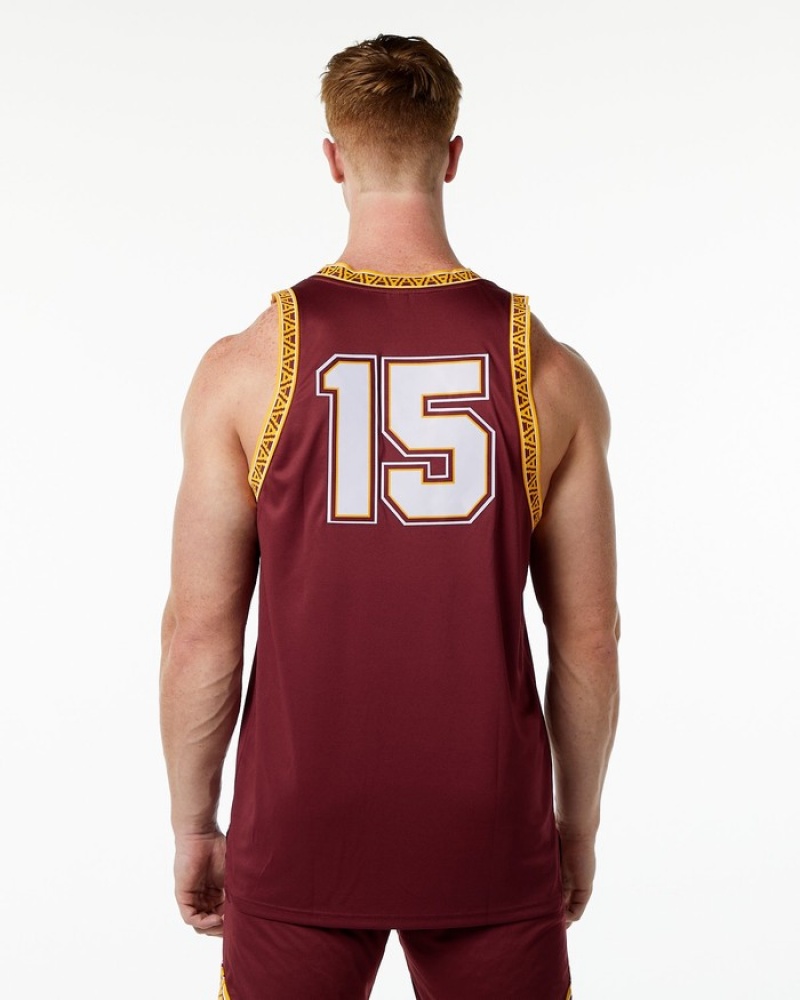 Alphalete Varsity Basketball Jersey Tanktop Heren Rood | 09OYMNLJT