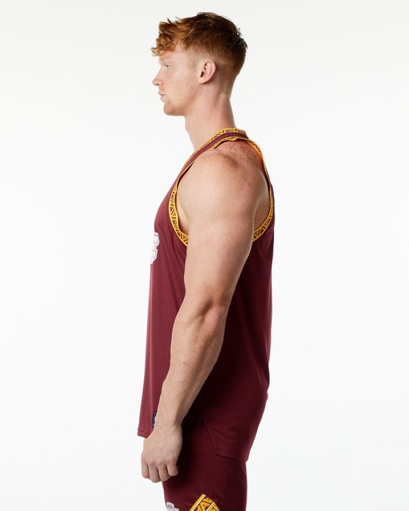 Alphalete Varsity Basketball Jersey Tanktop Heren Rood | 09OYMNLJT