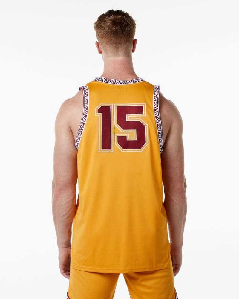 Alphalete Varsity Basketball Jersey Tanktop Heren Geel | 09OBAUDMN