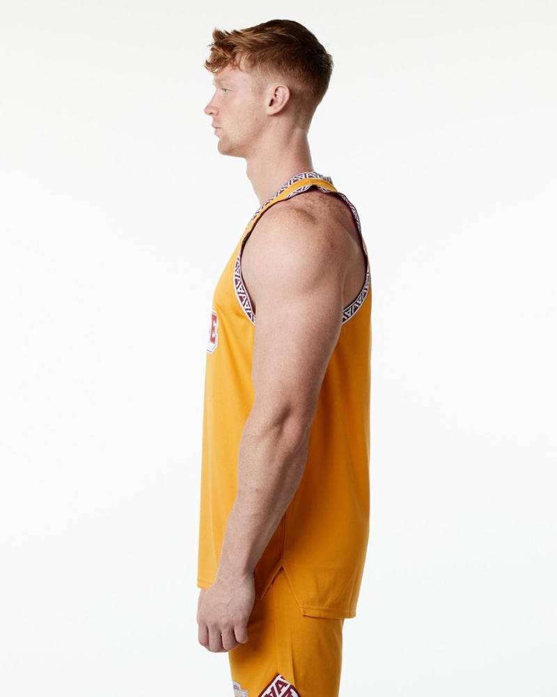 Alphalete Varsity Basketball Jersey Tanktop Heren Geel | 09OBAUDMN