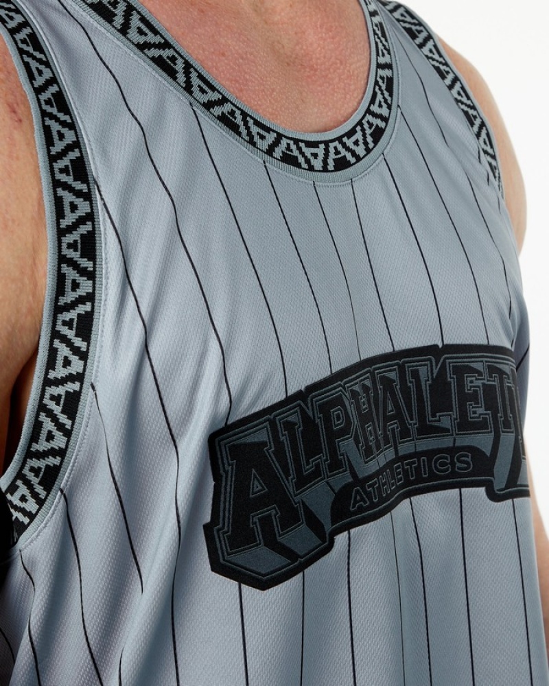 Alphalete Varsity Basketball Jersey Tanktop Heren Grijs | 51LYJCFUO