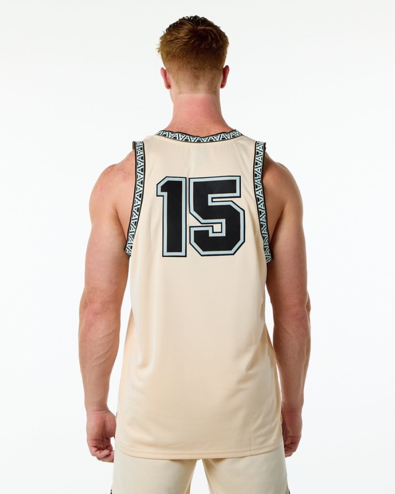 Alphalete Varsity Basketball Jersey Tanktop Heren Bruin | 96GQWYARL