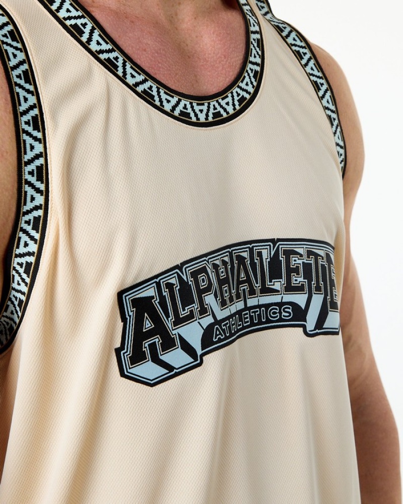 Alphalete Varsity Basketball Jersey Tanktop Heren Bruin | 96GQWYARL