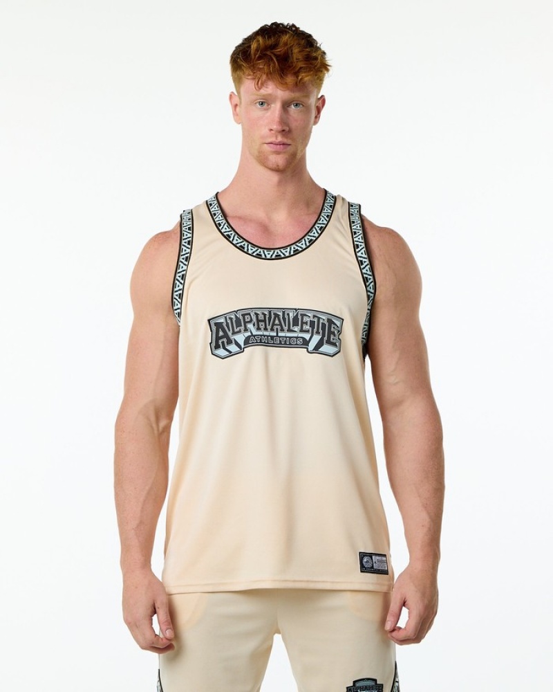 Alphalete Varsity Basketball Jersey Tanktop Heren Bruin | 96GQWYARL