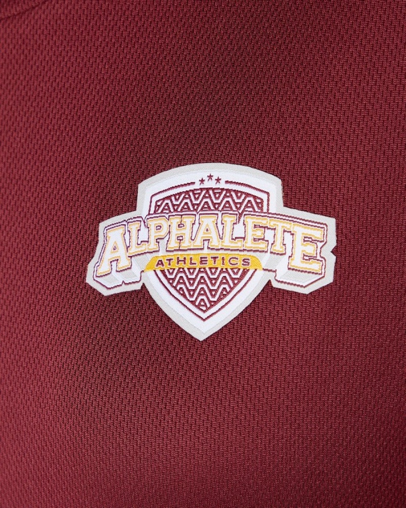 Alphalete Varsity Crop Overhemd Dames Rood | 48MNRYVIQ