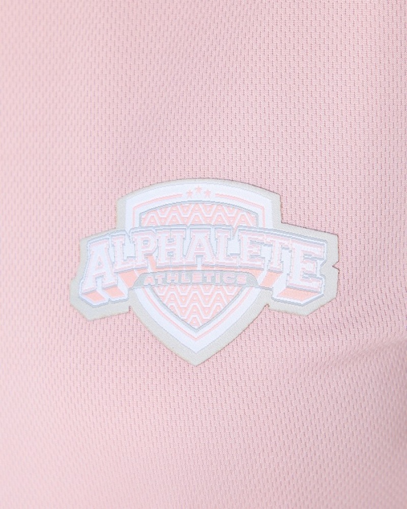 Alphalete Varsity Crop Overhemd Dames Roze | 97KONPXAM