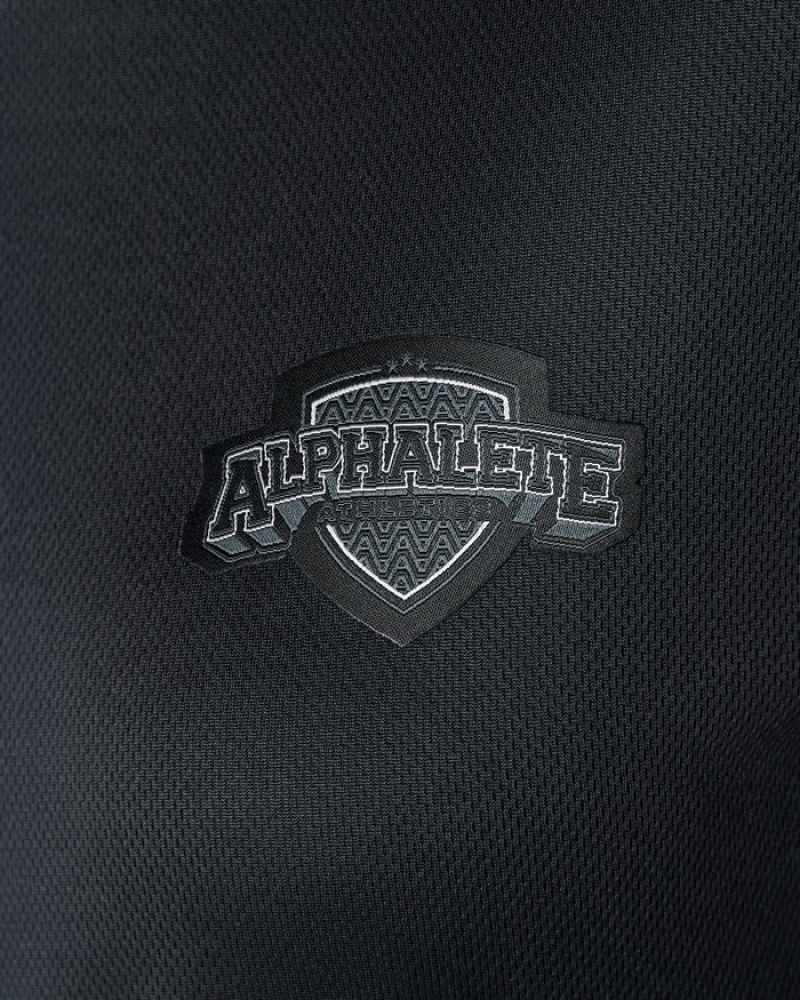 Alphalete Varsity Crop Overhemd Dames Zwart | 39HXSGBFN