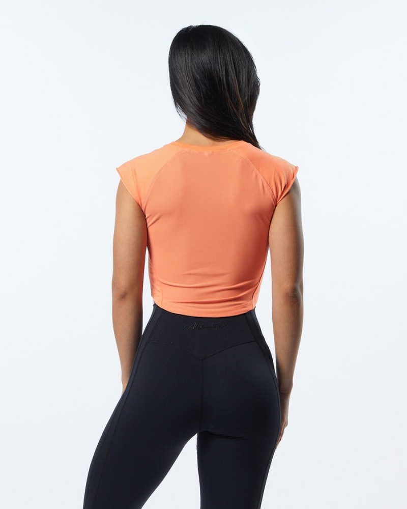 Alphalete Velocity Crop Overhemd Dames Koraal | 05BANKDVP