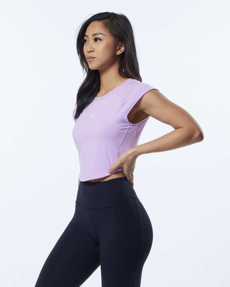 Alphalete Velocity Crop Overhemd Dames Lavendel | 52VKYFEAP