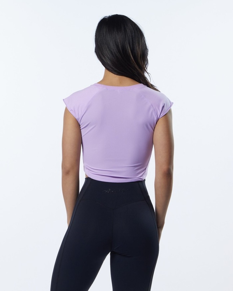 Alphalete Velocity Crop Overhemd Dames Lavendel | 52VKYFEAP