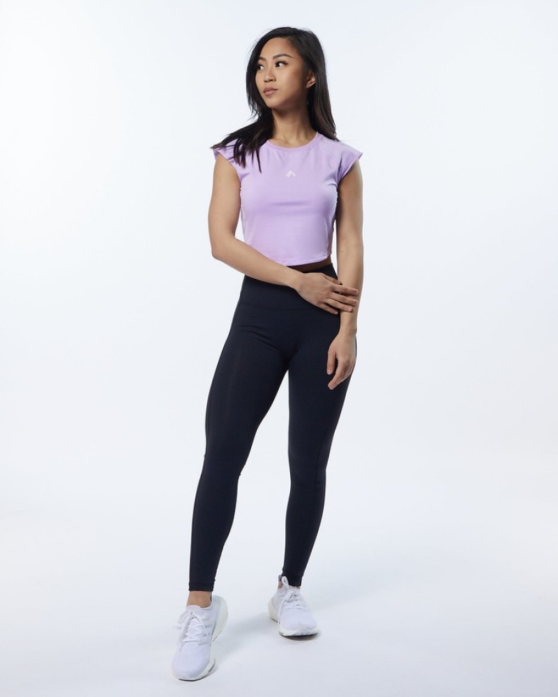 Alphalete Velocity Crop Overhemd Dames Lavendel | 52VKYFEAP