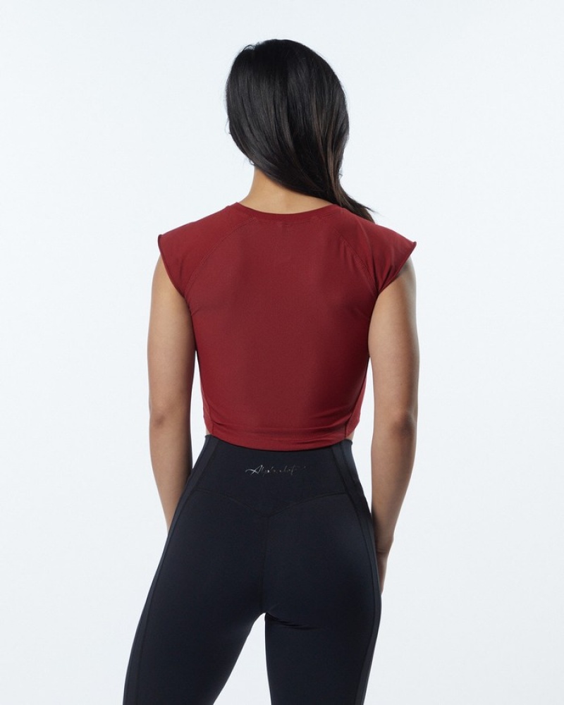 Alphalete Velocity Crop Overhemd Dames Rood | 30OEXBWCG